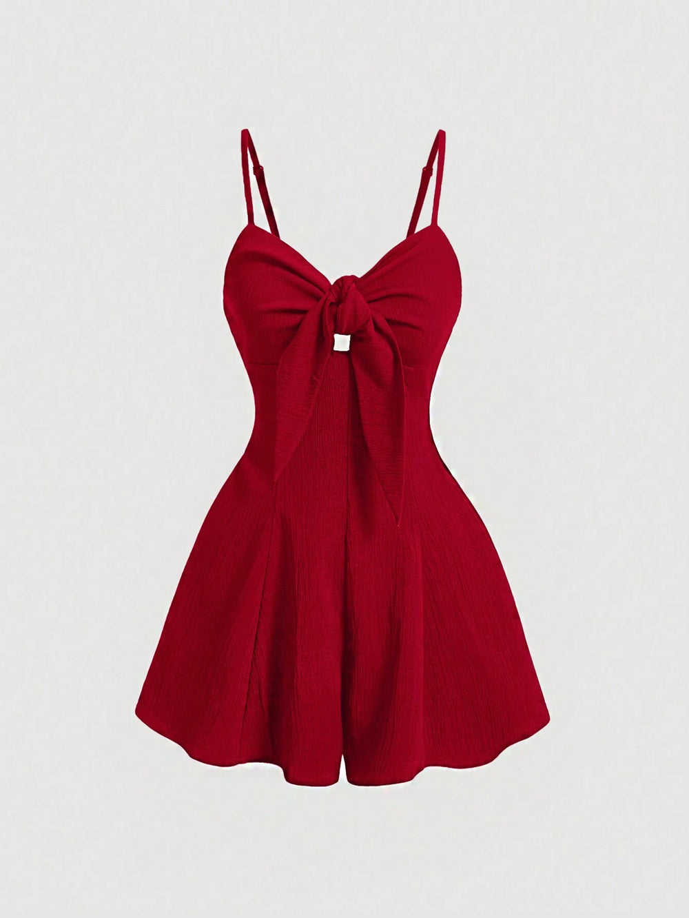 Vestido Corto Rojo De Tirantes con nudo frontal y falda amplia