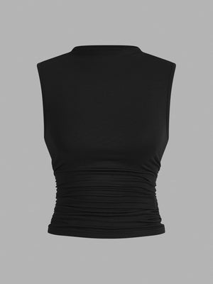 Set de 3 Tops sin Mangas con Cuello Alzado Fruncido