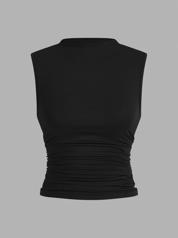 Set de 3 Tops sin Mangas con Cuello Alzado Fruncido