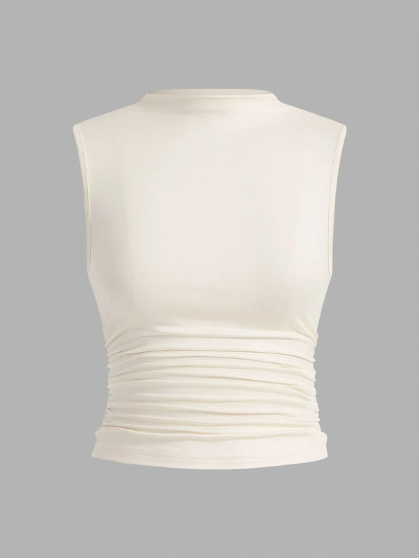 Set de 3 Tops sin Mangas con Cuello Alzado Fruncido