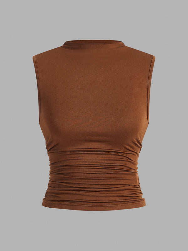 Set de 3 Tops sin Mangas con Cuello Alzado Fruncido