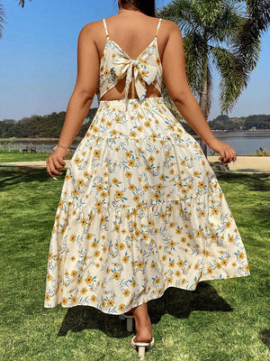Vestido Curvy Maxi Con Tirantes Finos Con Patrón Floral
