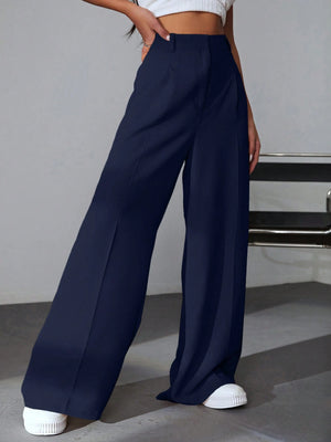 Pantalón De Pierna Ancha Azul Marino Talle Alto