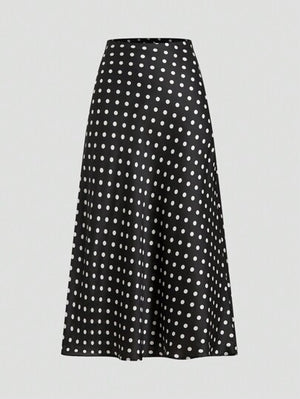 Falda Midi De Lunares Negra Elegancia Atemporal