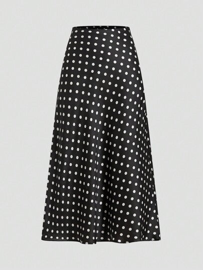 Falda Midi De Lunares Negra Elegancia Atemporal