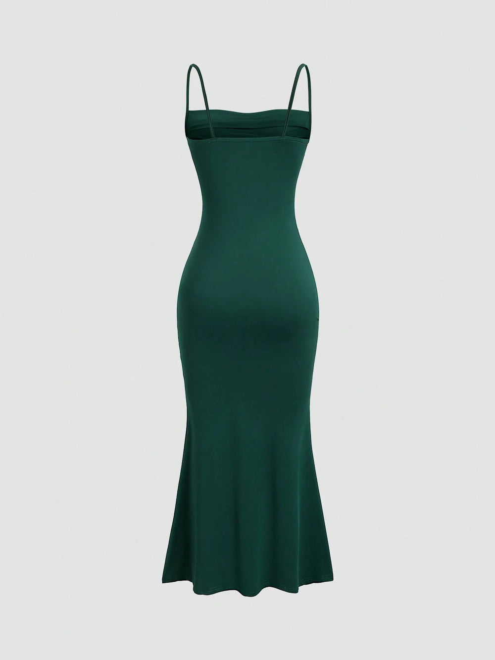 Vestido Largo Verde Oscuro Con Tirantes Finos