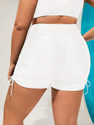 Short Blanco De Talle Alto Con Cordón Lateral