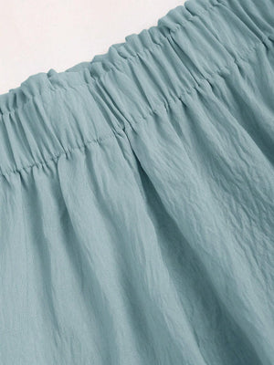Cintura elástica del short del set bohemio azul de top sin tirantes