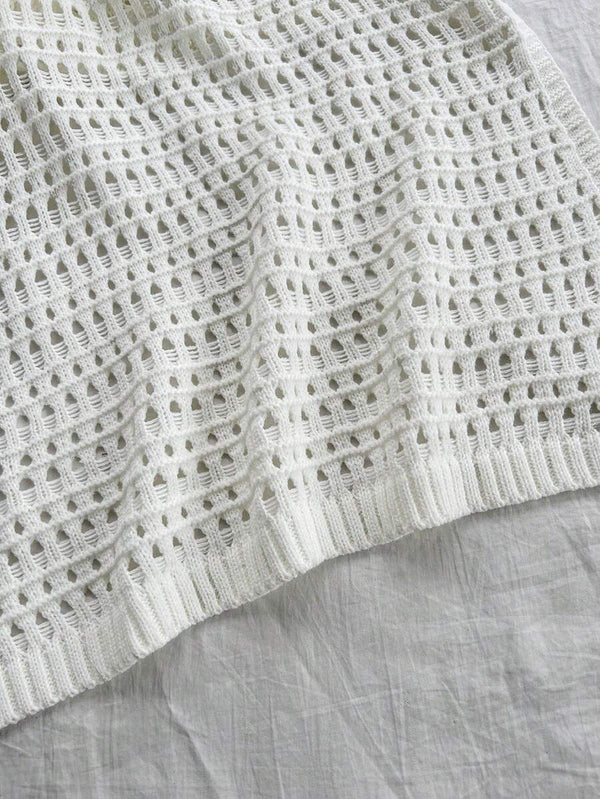 Vestido Largo Tejido De Crochet Con Espalda Cruzada