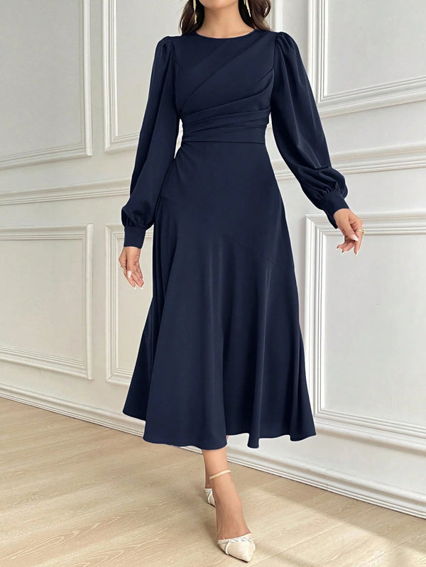 Vestido azul marino elegante A línea completo