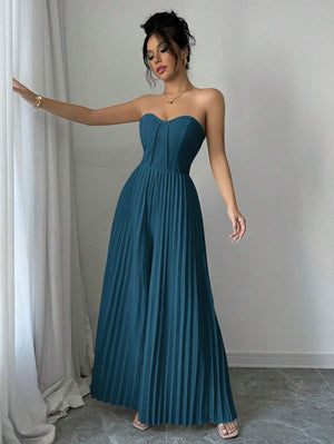 Enterizo elegante largo agua verde azul estilo sofisticado
