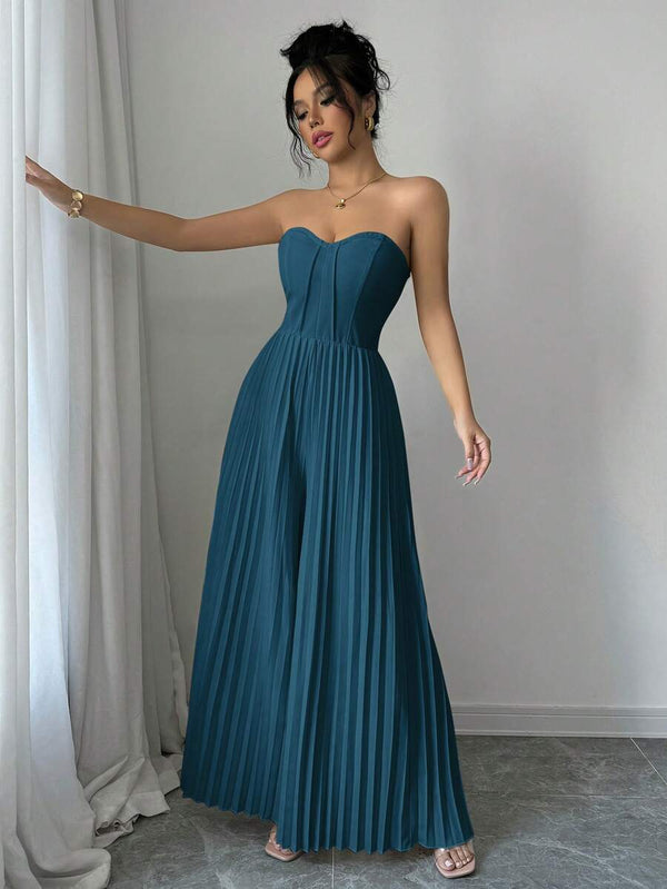 Enterizo elegante largo agua verde azul estilo sofisticado