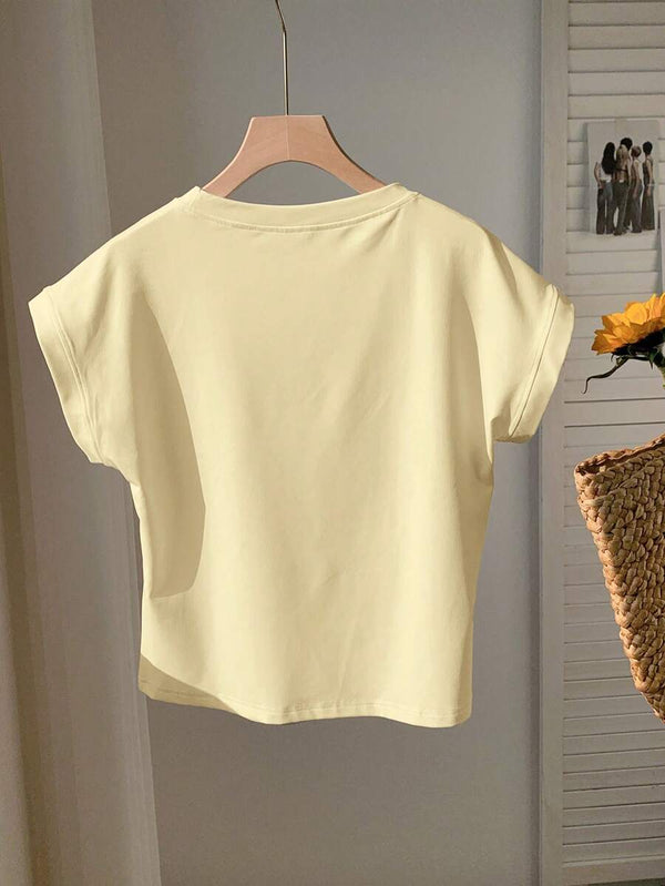 Blusa Amarilla Casual Con Manga Murciélago