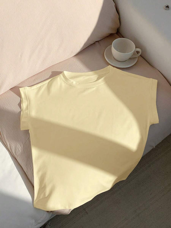 Blusa Amarilla Casual Con Manga Murciélago