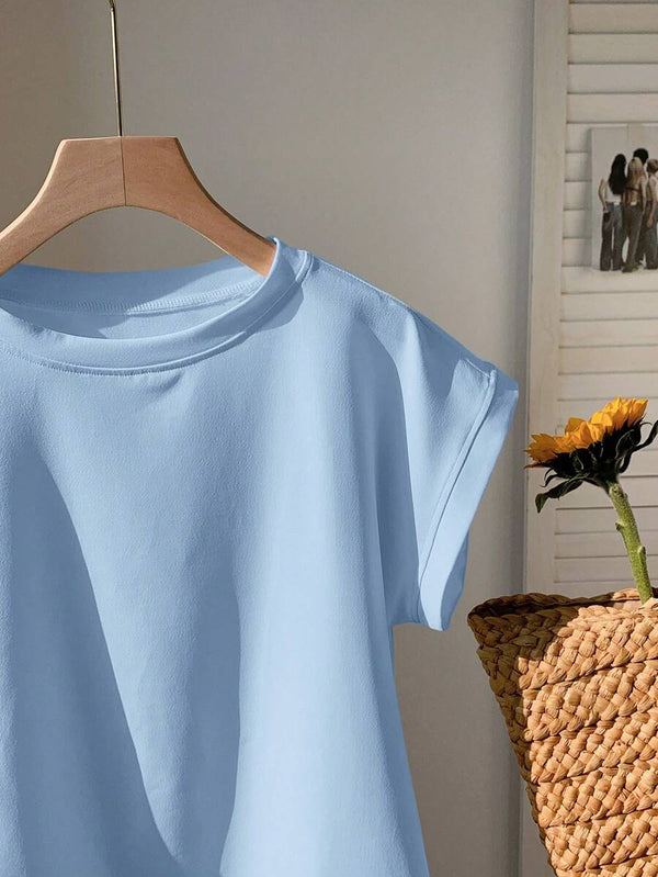 Blusa Celeste Casual Con Manga Murciélago