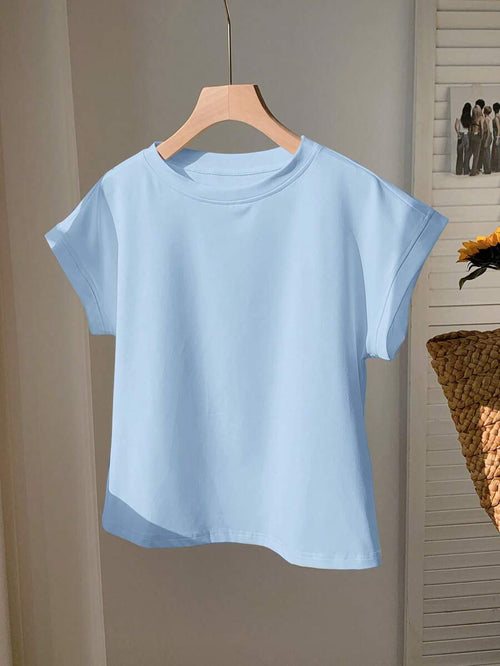 Blusa Celeste Casual Con Manga Murciélago