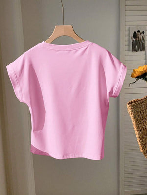 Blusa Rosa Casual Con Manga Murciélago