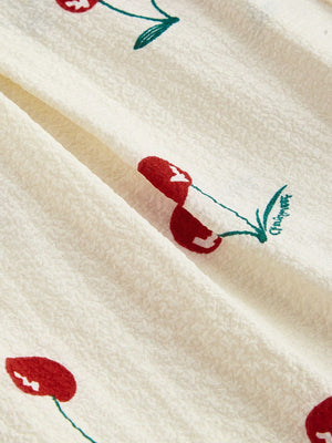 Textura de Enterizo Corto Albaricoque Con Estampado De Cereza