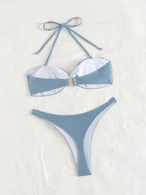 Bikini Albaricoque Texturizado Con Lazo Y Detalle Solar