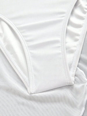 Traje De Baño Blanco Halter Con Salida De Playa Incluida