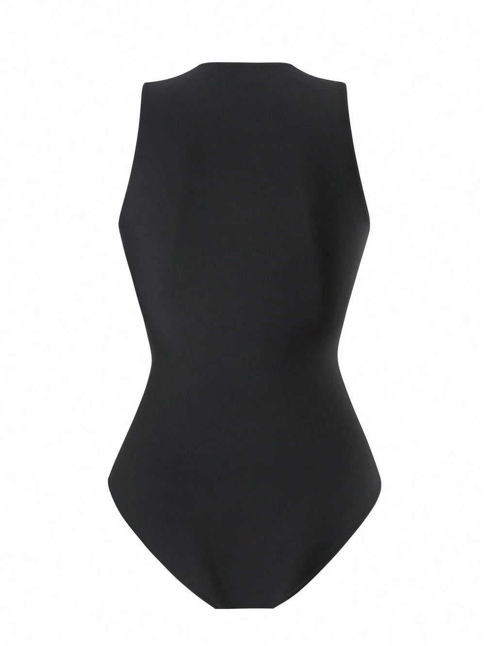 Traje de baño negro entero con cremallera frontal vista frontal