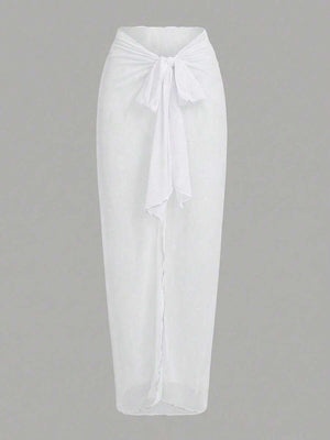 Conjunto Asimétrico Blanco Con Falda Larga