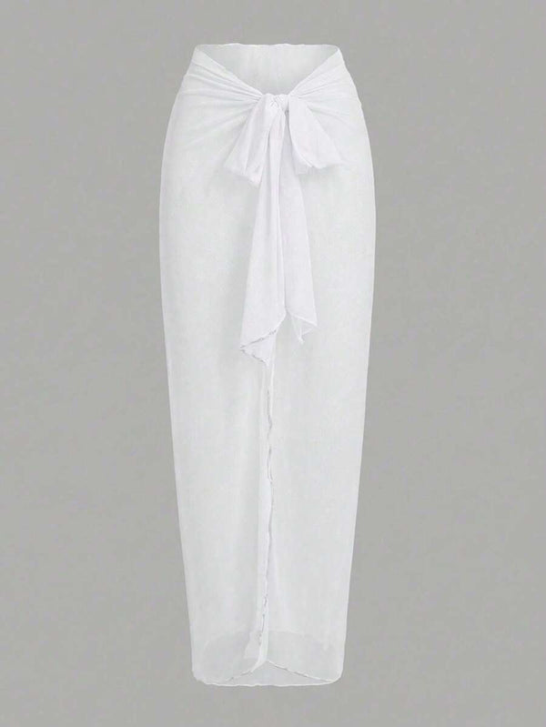Conjunto Asimétrico Blanco Con Falda Larga