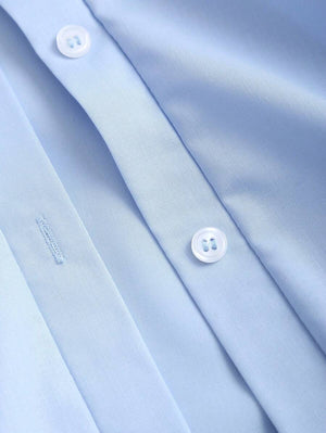 Vestido Camisero Con Fruncido Lateral Azul Pastel