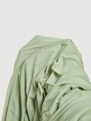 Vestido Midi Asimétrico Verde Menta Fruncido