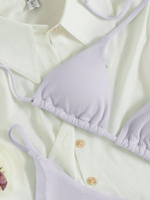 Bikini Triangular Sexy Púrpura Malva Con Tirantes Finos