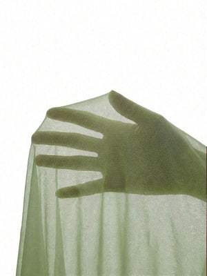 Vestido Largo Asimétrico Drapeado Verde Menta