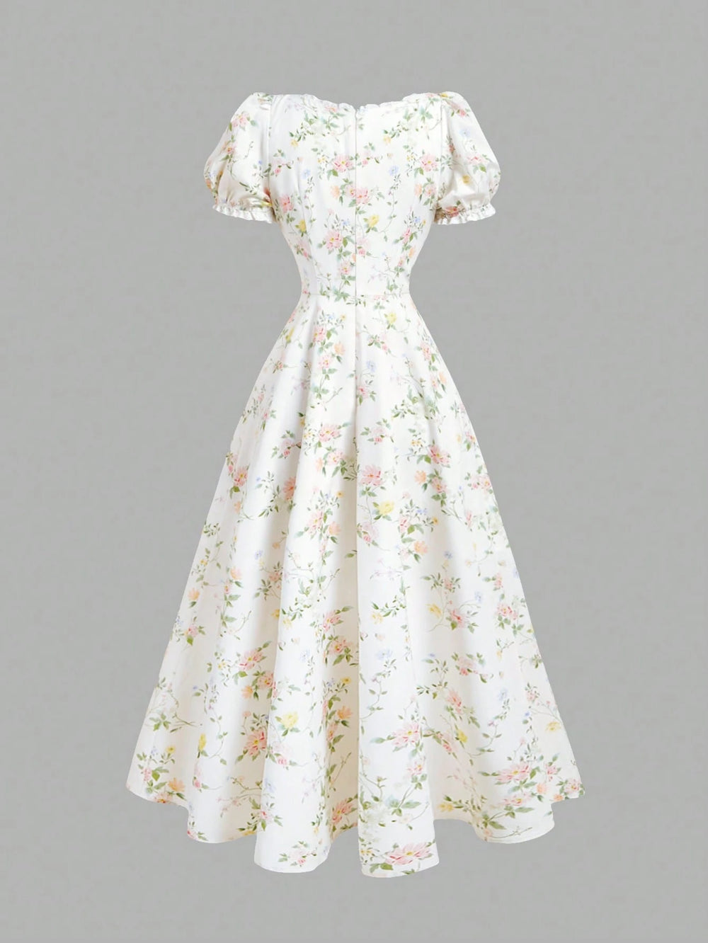 Vestido Floral Midi Bohemio A Línea – Escote Corazón