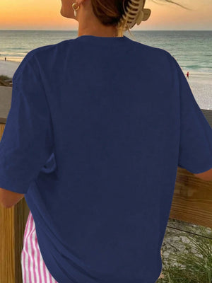 Camiseta azul de pijama para mujer vista trasera