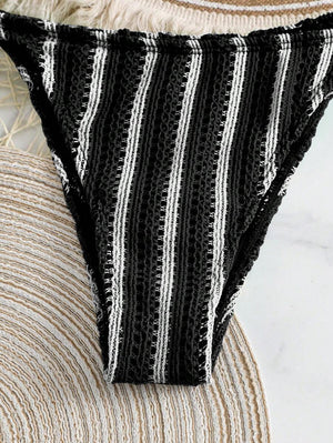 Conjunto De Baño 3 Piezas Tejido a Rayas Negras