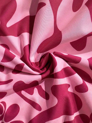 Traje De Baño Asimétrico Rosa Con Estampado Vibrante Y Fruncido
