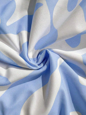 Traje De Baño Asimétrico Con Estampado Abstracto Y Fruncido