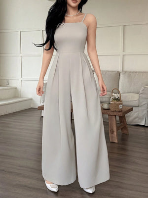 Jumpsuit elegante albaricoque de piernas amplias.