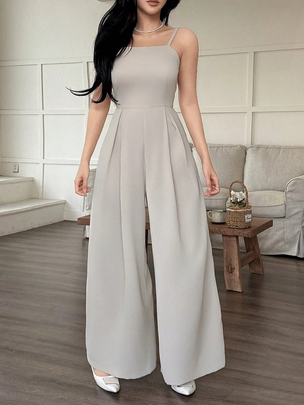 Jumpsuit elegante albaricoque de piernas amplias.