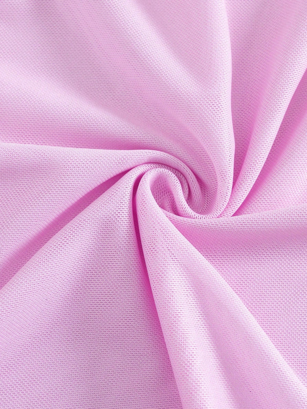 Falda asimétrica del bikini rosa pálido bohemio set 3 piezas.