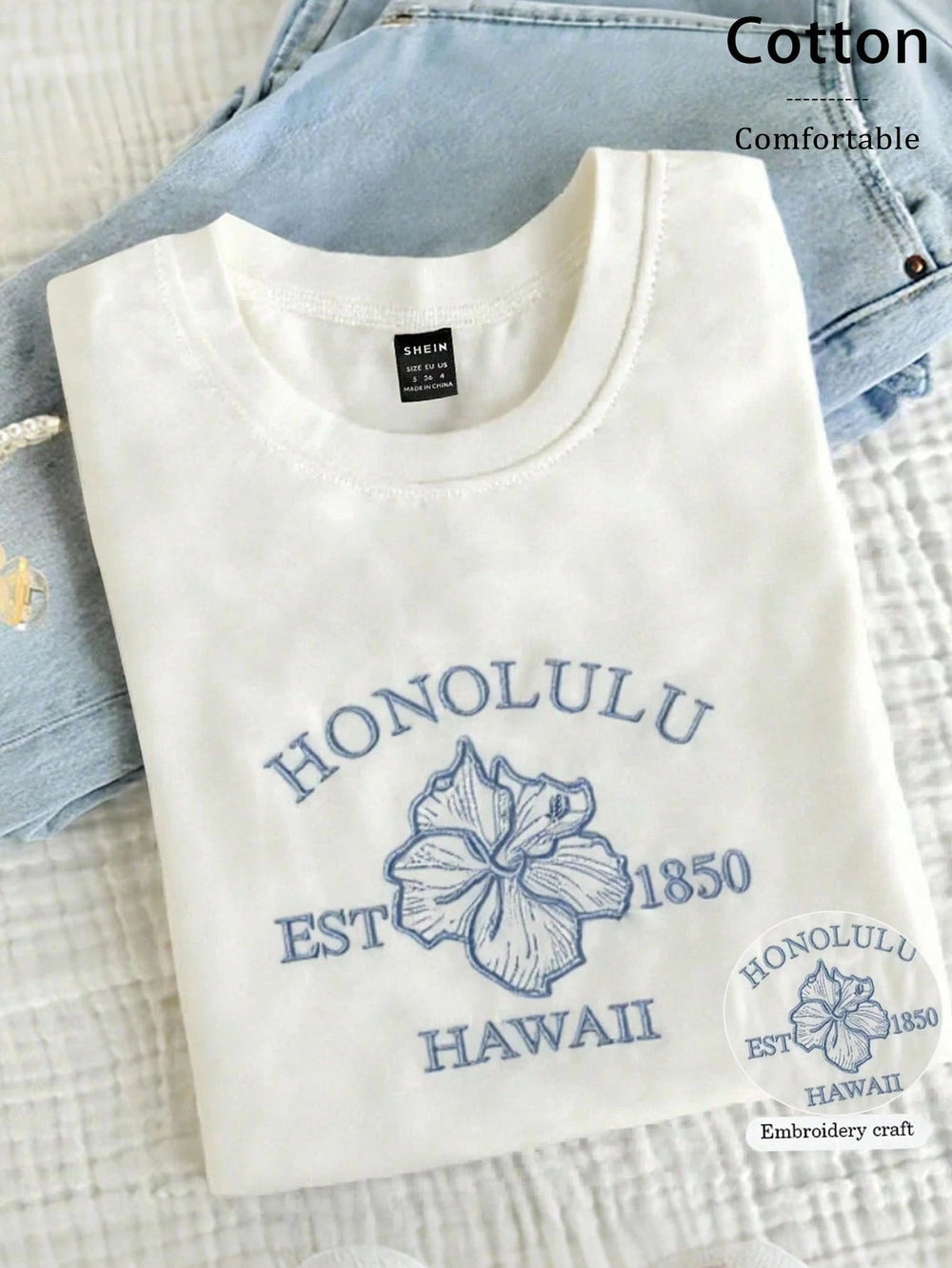 Camiseta Bordada Honolulu Hawaii