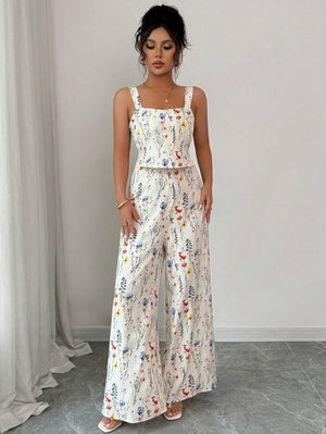 Enterizo bohemio con estampado floral corte recto