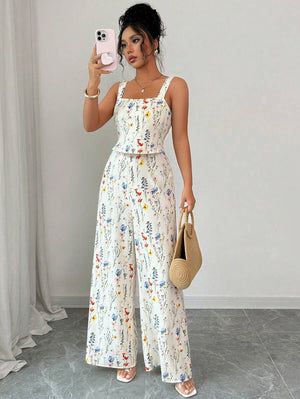 Enterizo bohemio con estampado floral vista frontal