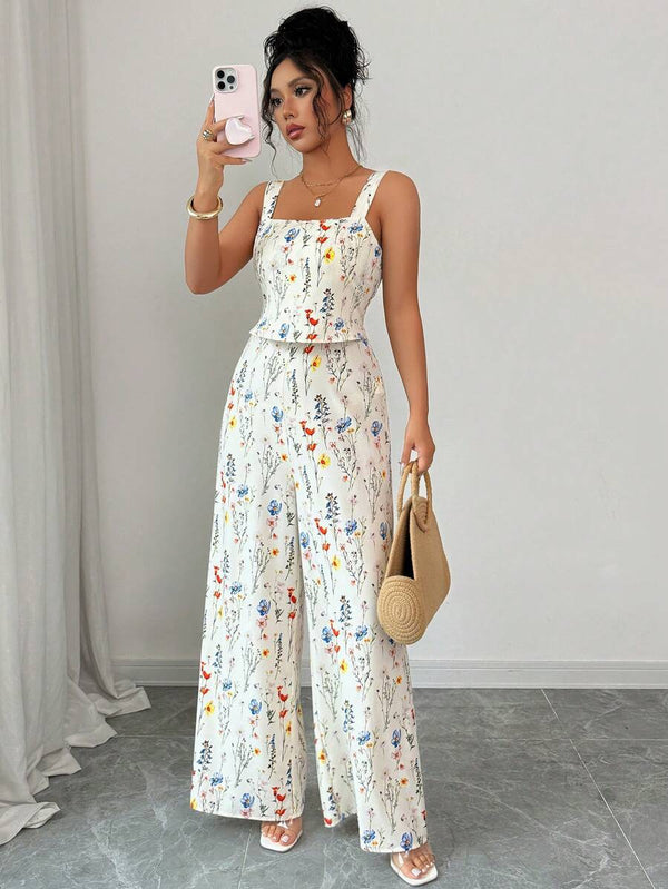 Enterizo bohemio con estampado floral vista frontal