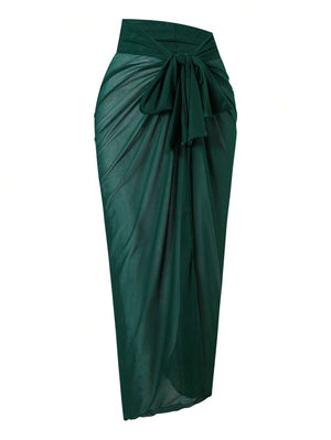 Conjunto De Baño Elegante Verde Oscuro Con Pareo A Juego