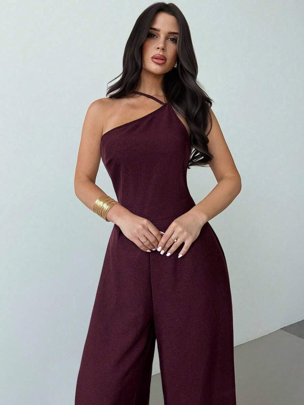Jumpsuit Elegante Asimétrico De Pierna Ancha