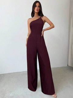 Jumpsuit Elegante Asimétrico De Pierna Ancha