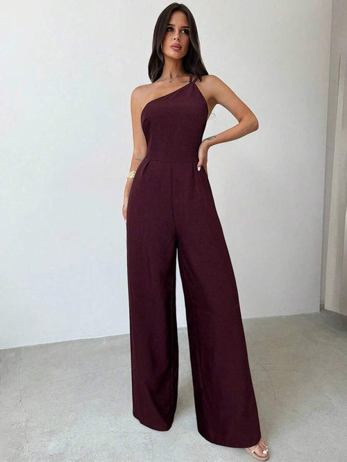 Jumpsuit Elegante Asimétrico De Pierna Ancha
