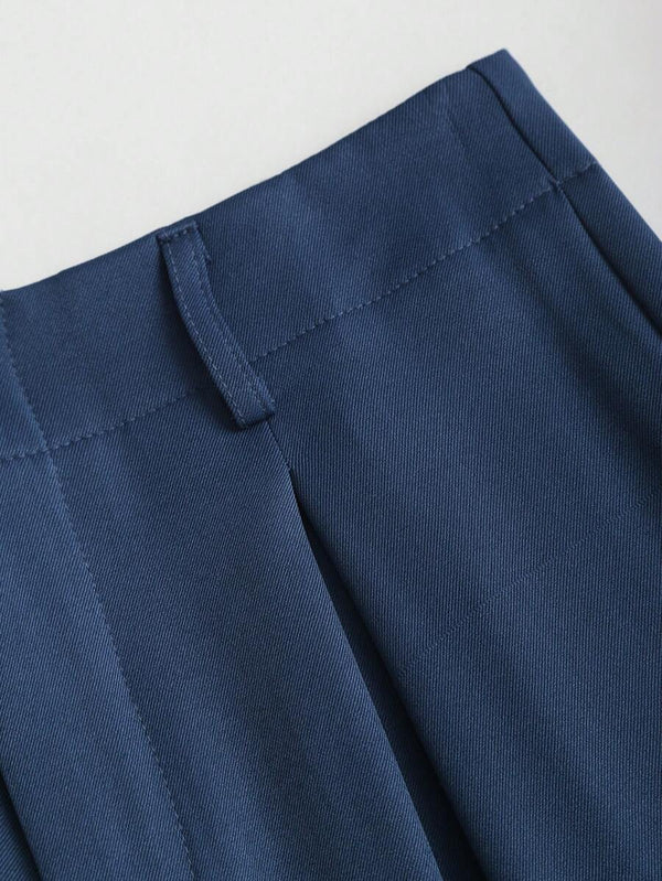 Pantalón Palazzo Azul Marino De Pierna Ancha