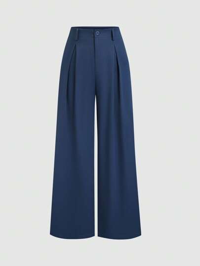 Pantalón Palazzo Azul Marino De Pierna Ancha