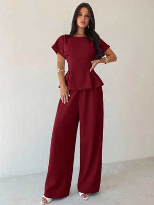 Conjunto Elegante Burdeos De Dos Piezas